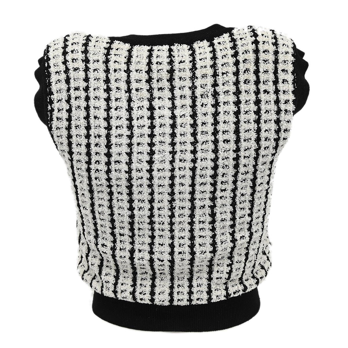 Luxury Chanel Sleeveless Vest Sweater Top White 97P #38