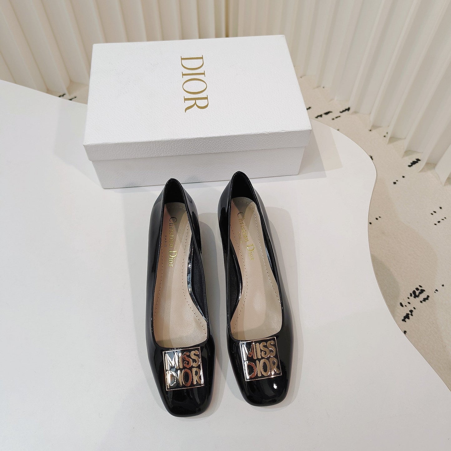 Luxury DiorMiss  Luxury DiorPump 40mm In Glossy Black Cowhide 111368