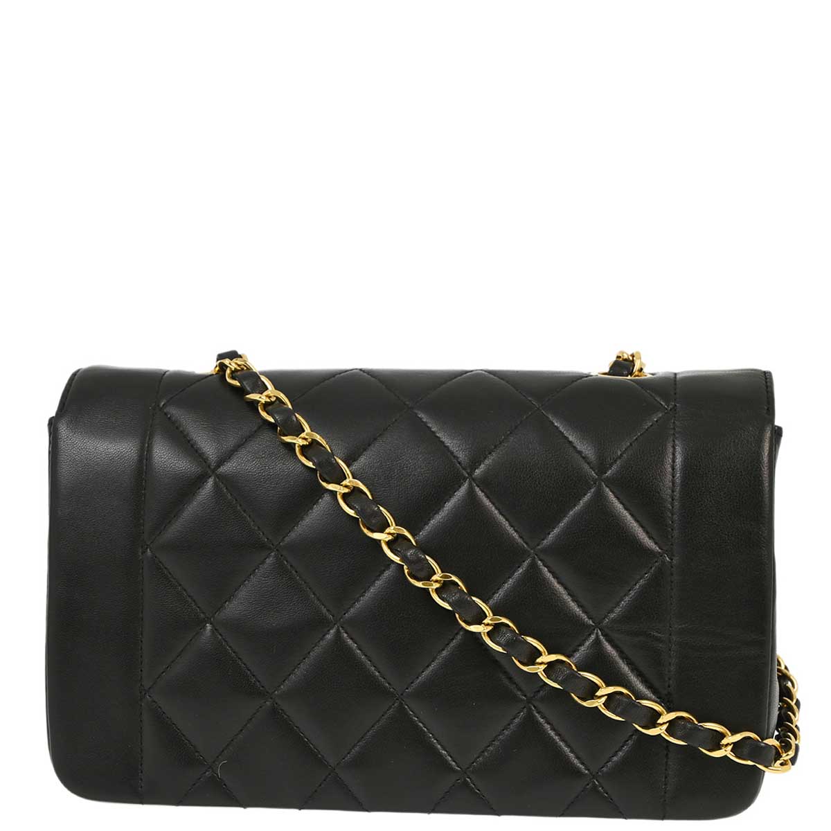 Luxury Chanel 1994-1996 Black Lambskin Small Diana Shoulder Bag