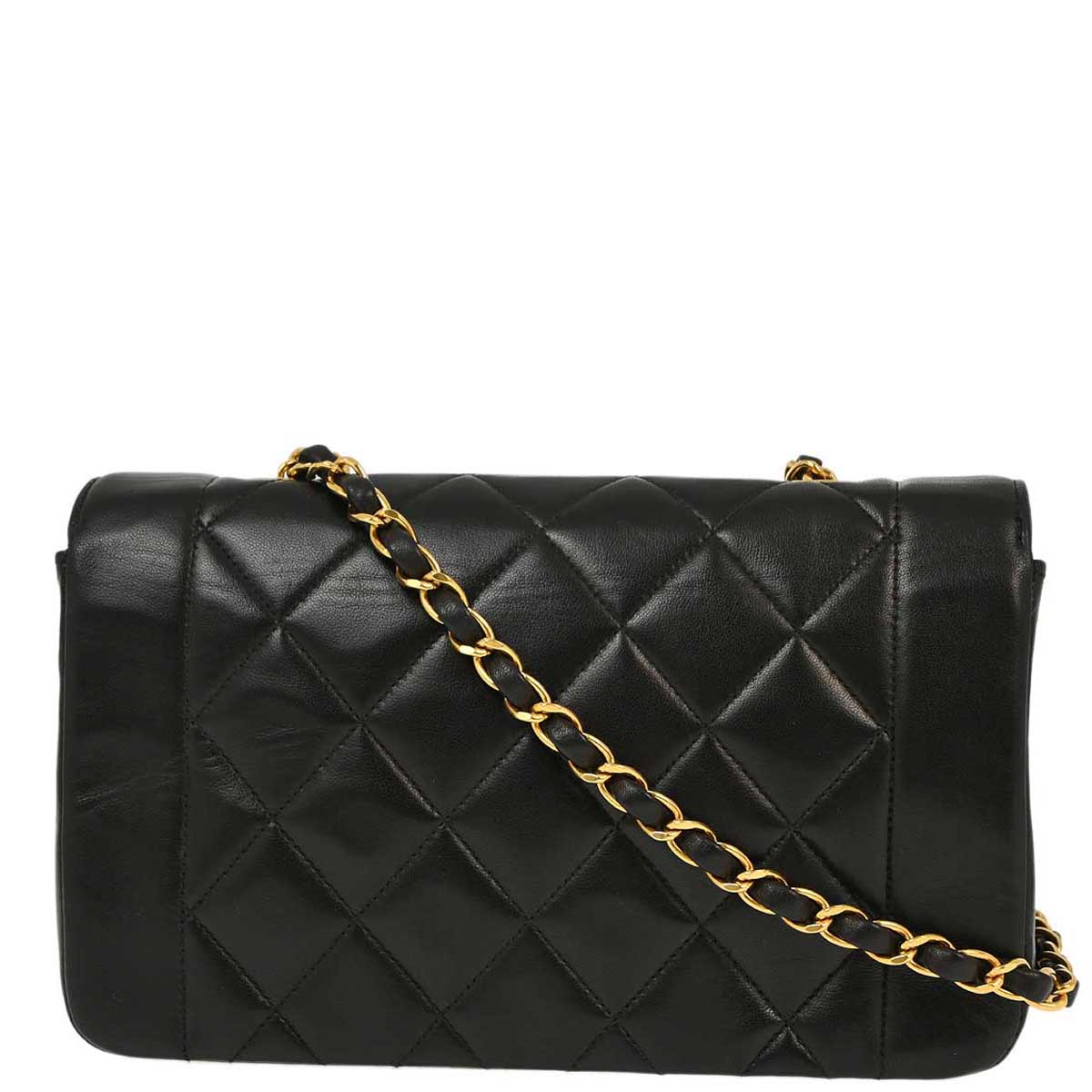 Luxury Chanel 1994-1996 Black Lambskin Small Diana Shoulder Bag