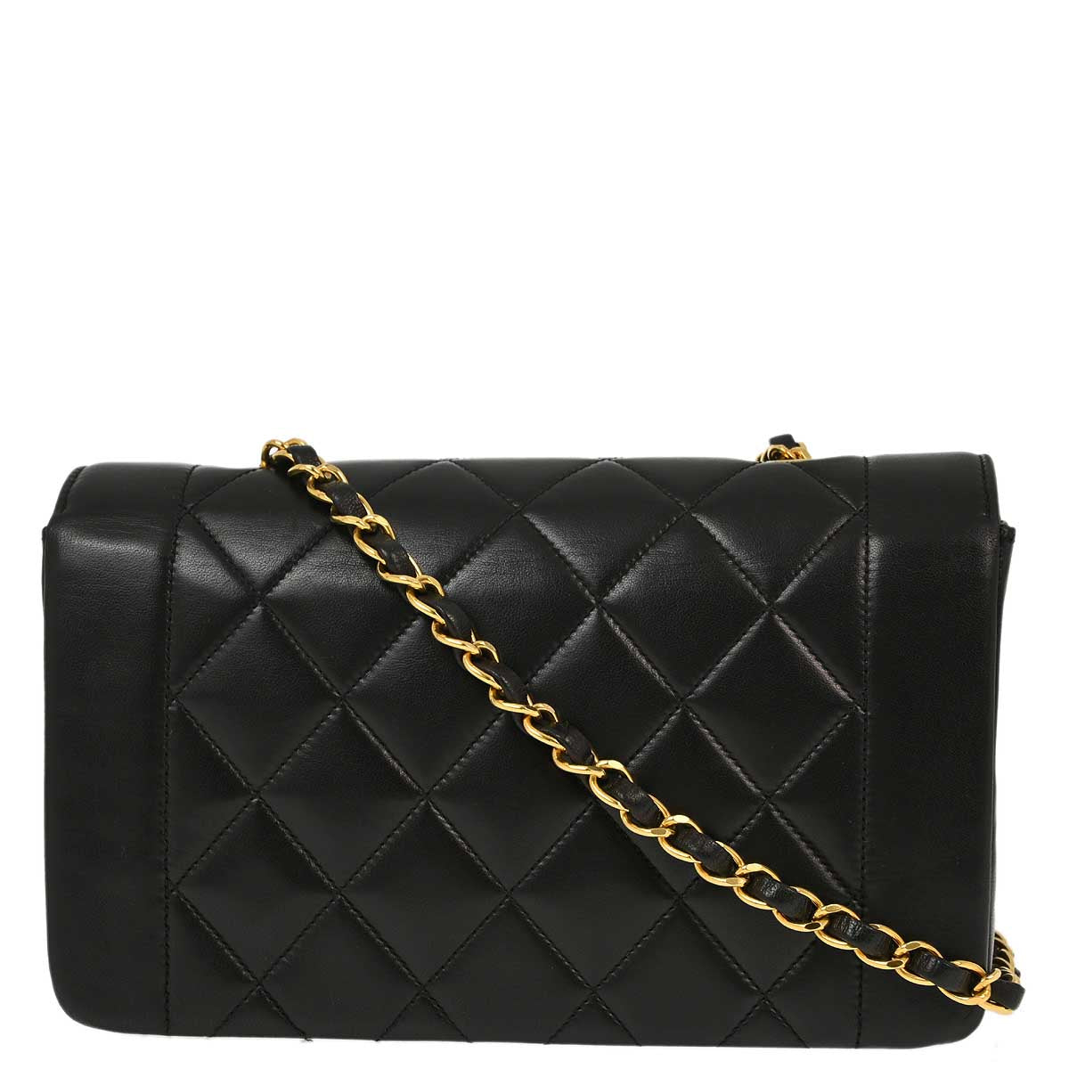 Luxury Chanel 1994-1996 Black Lambskin Small Diana Shoulder Bag
