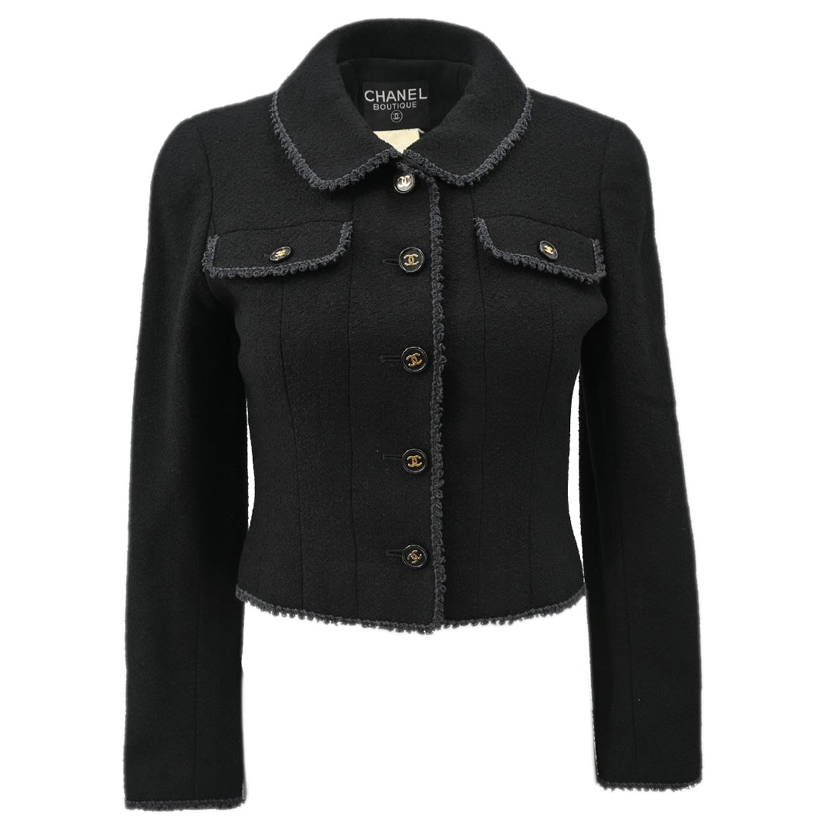 Luxury Chanel Single Breasted Jacket Black 97P #36
