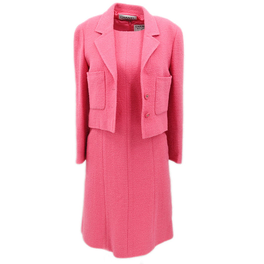 Luxury Chanel Setup Suit Jacket Dress Pink 96P #36