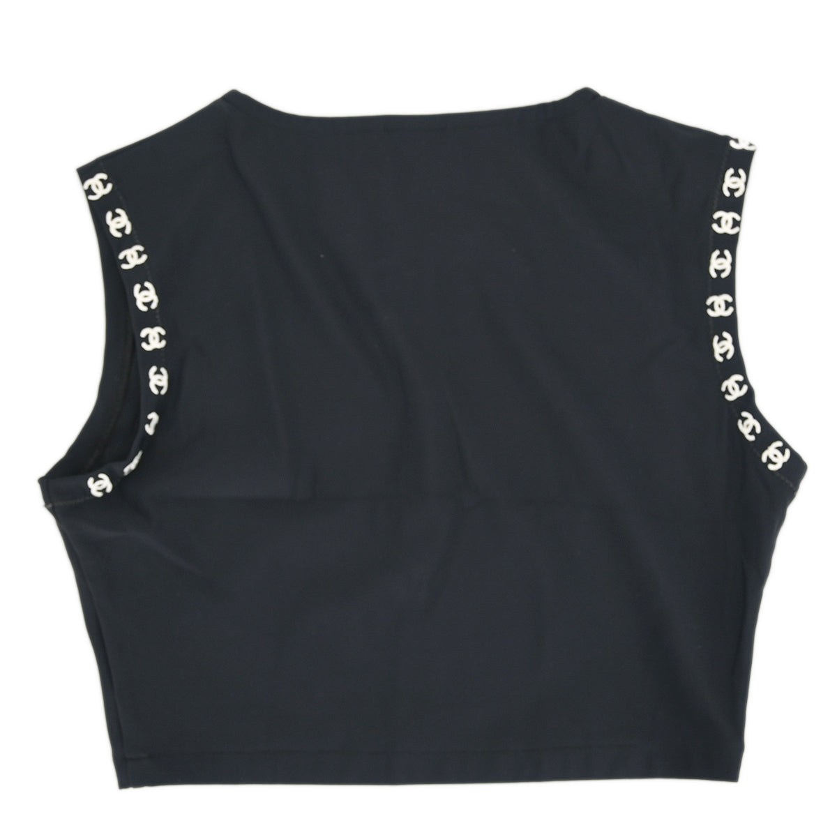 Luxury Chanel Cropped T-shirt Black 97C #36