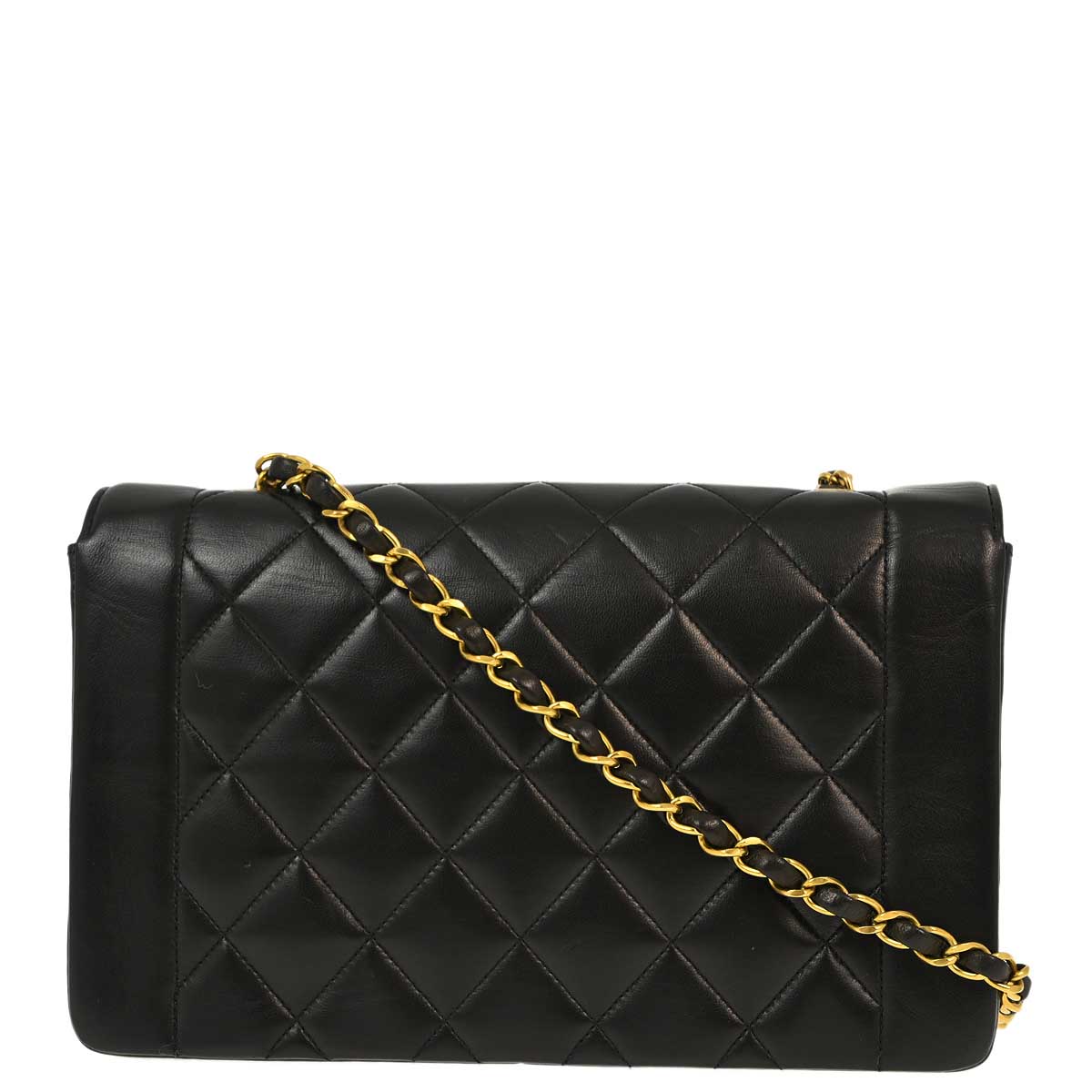 Luxury Chanel 1994-1996 Black Lambskin Medium Diana Shoulder Bag