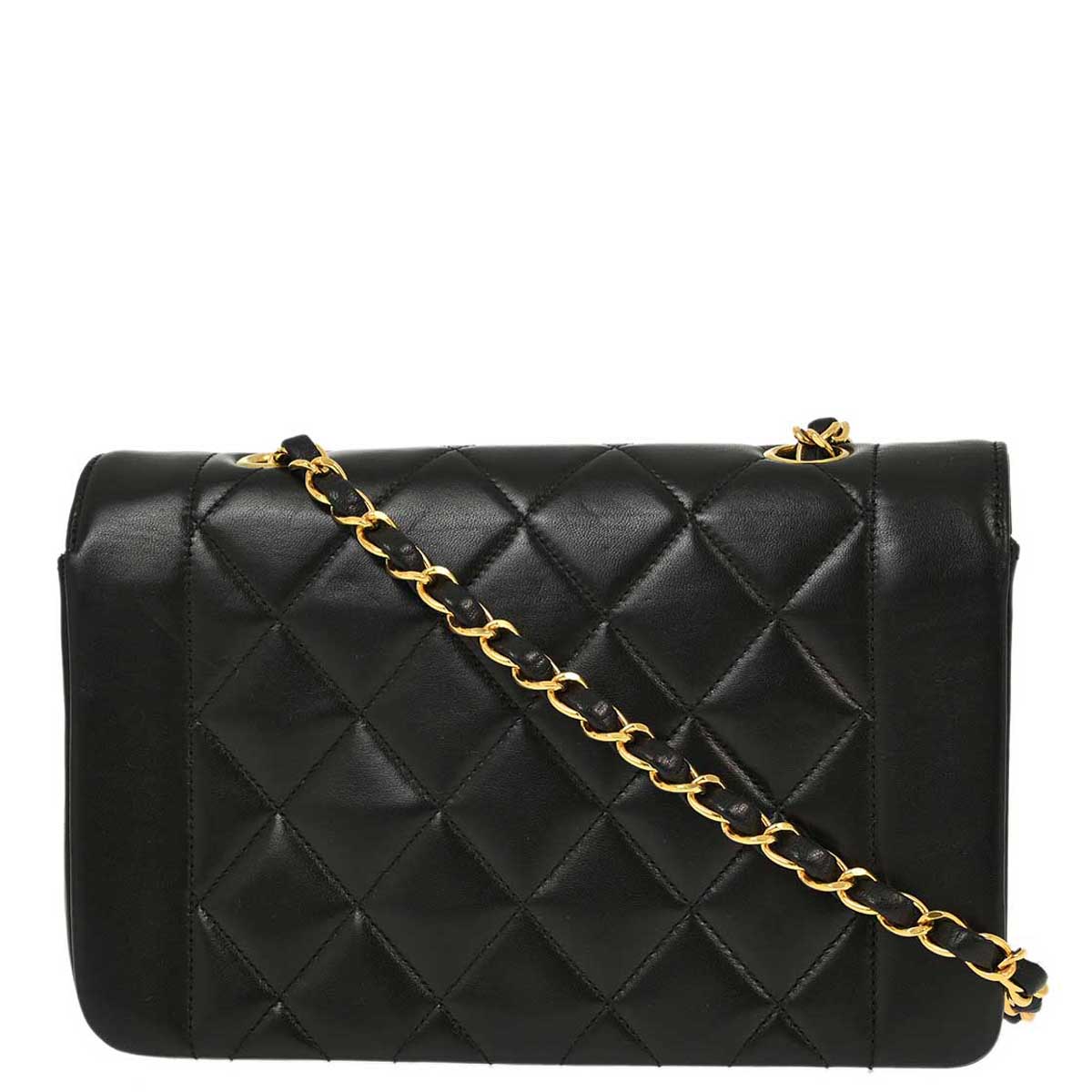 Luxury Chanel 1994-1996 Black Lambskin Small Diana Shoulder Bag