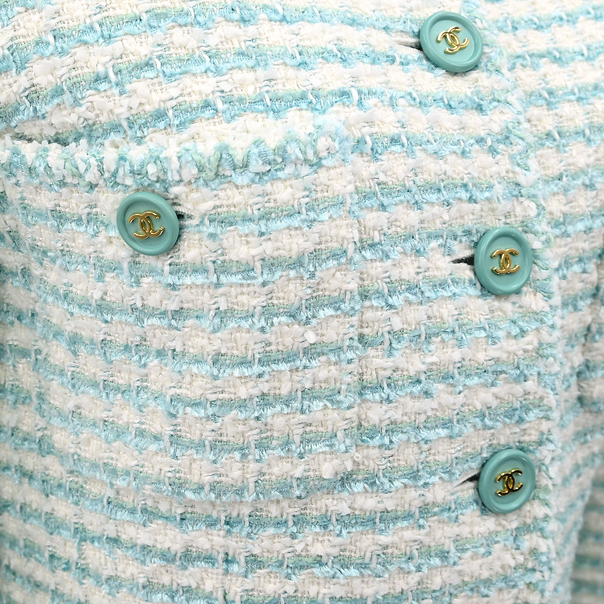 Luxury Chanel Collarless Jacket Light Blue 97P #40