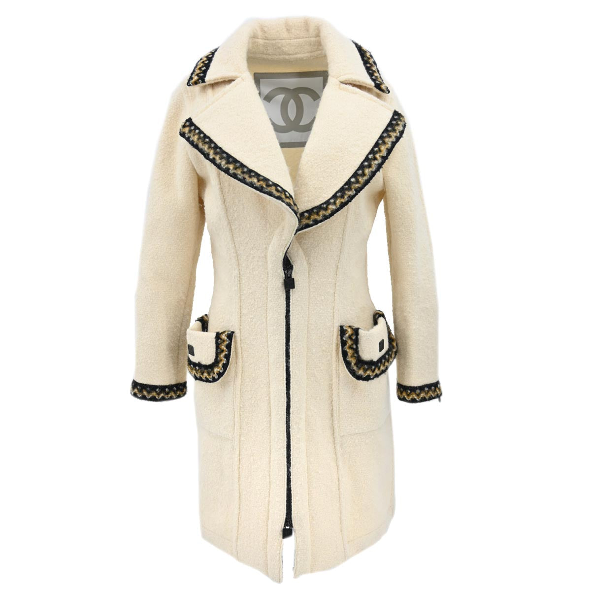 Luxury Chanel Sport Line Zip Up Coat Ivory 06A #38
