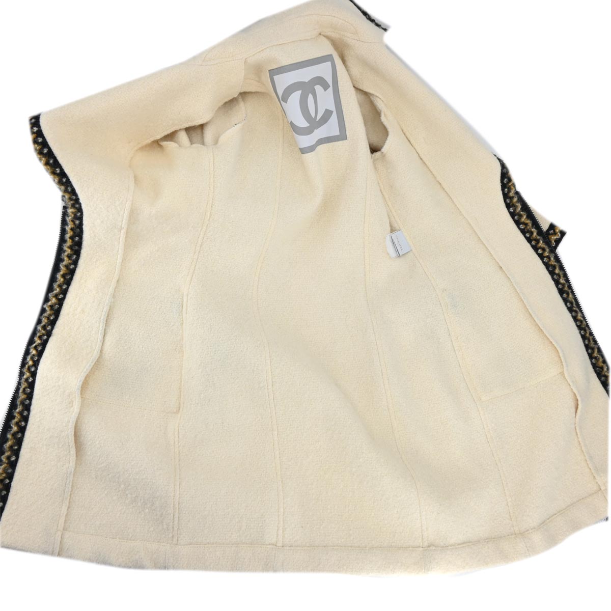 Luxury Chanel Sport Line Zip Up Coat Ivory 06A #38