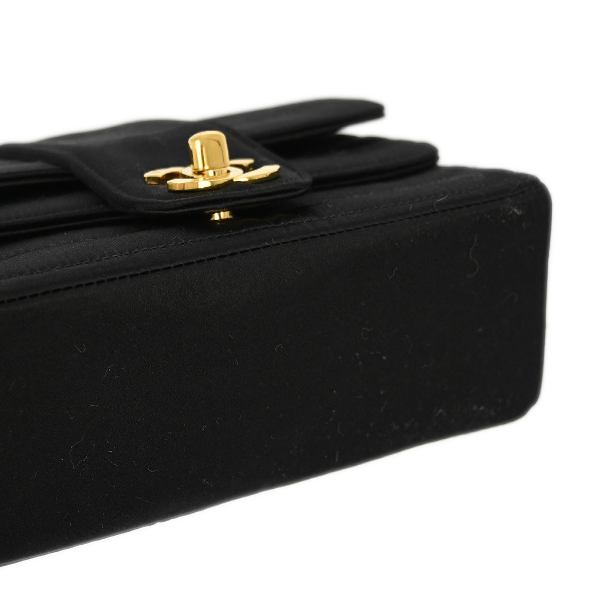 Luxury Chanel * 1991-1994 Black Satin Chain Shoulder Bag