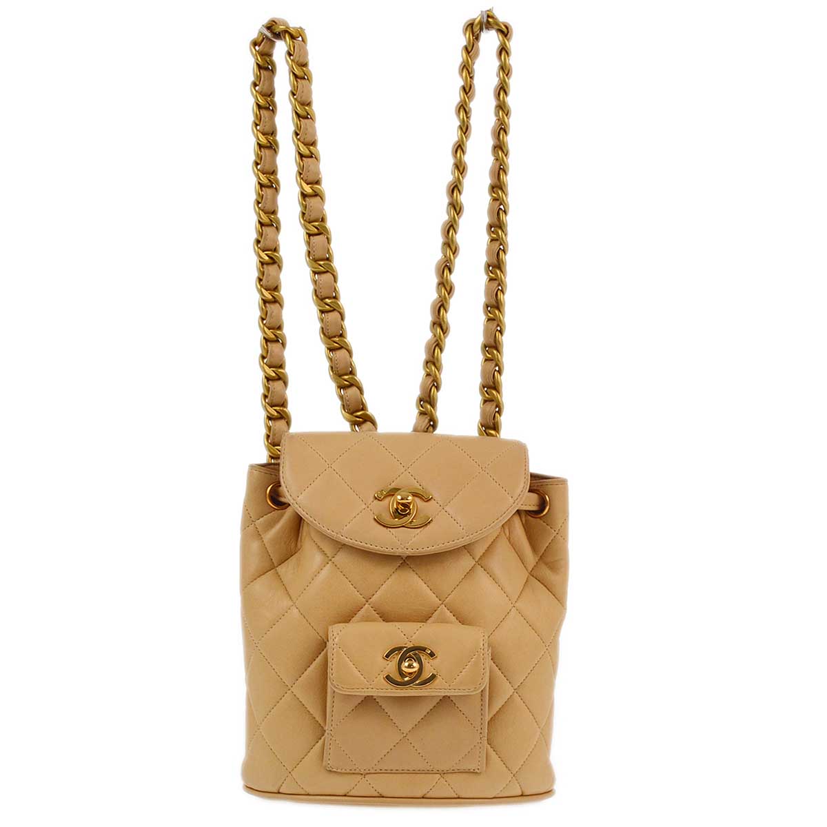 Luxury Chanel * 1991-1994 Beige Lambskin Duma Backpack Small