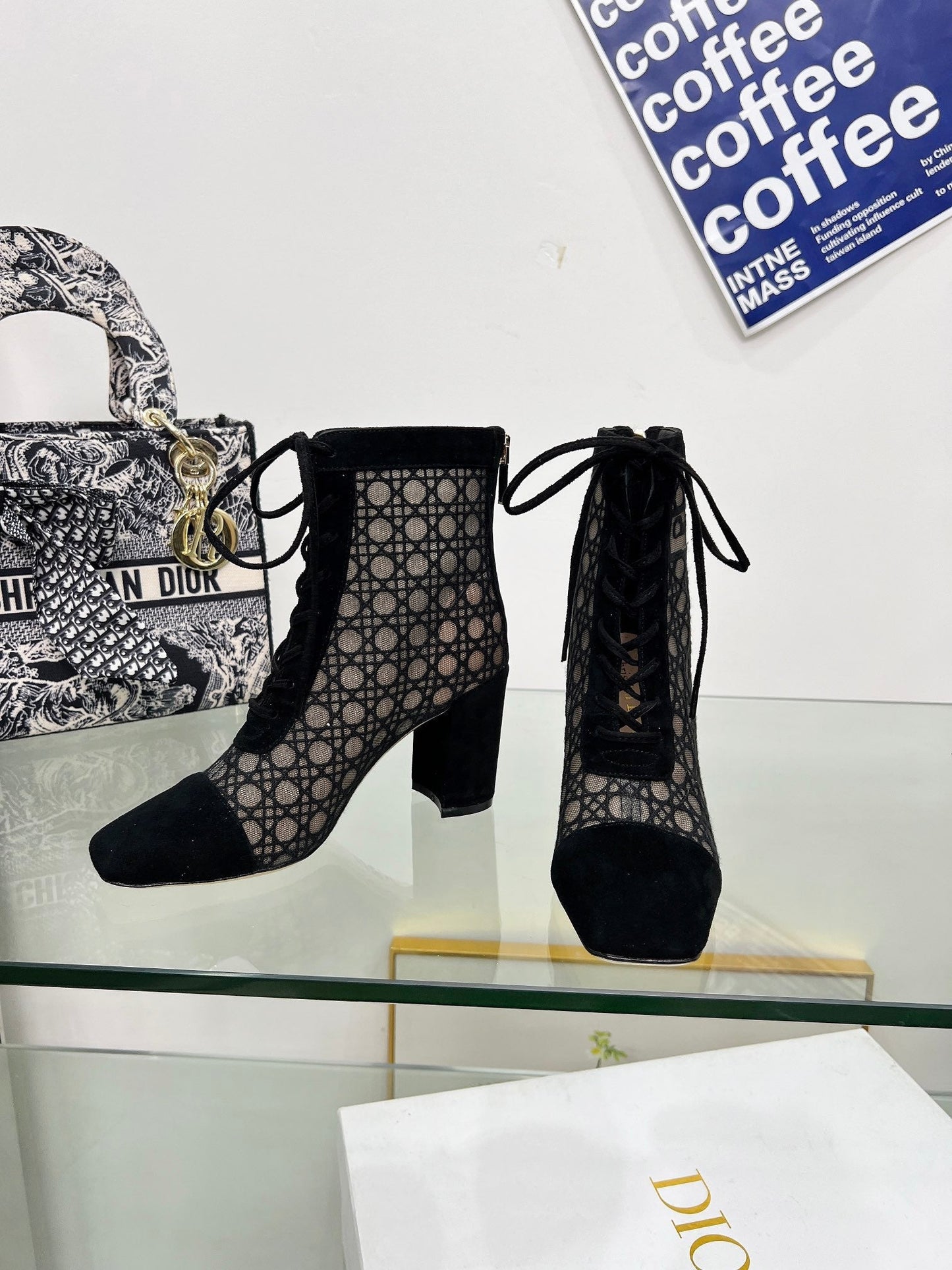 Luxury DiorNaugtily-D Heeled Ankle Boot Black Fabric