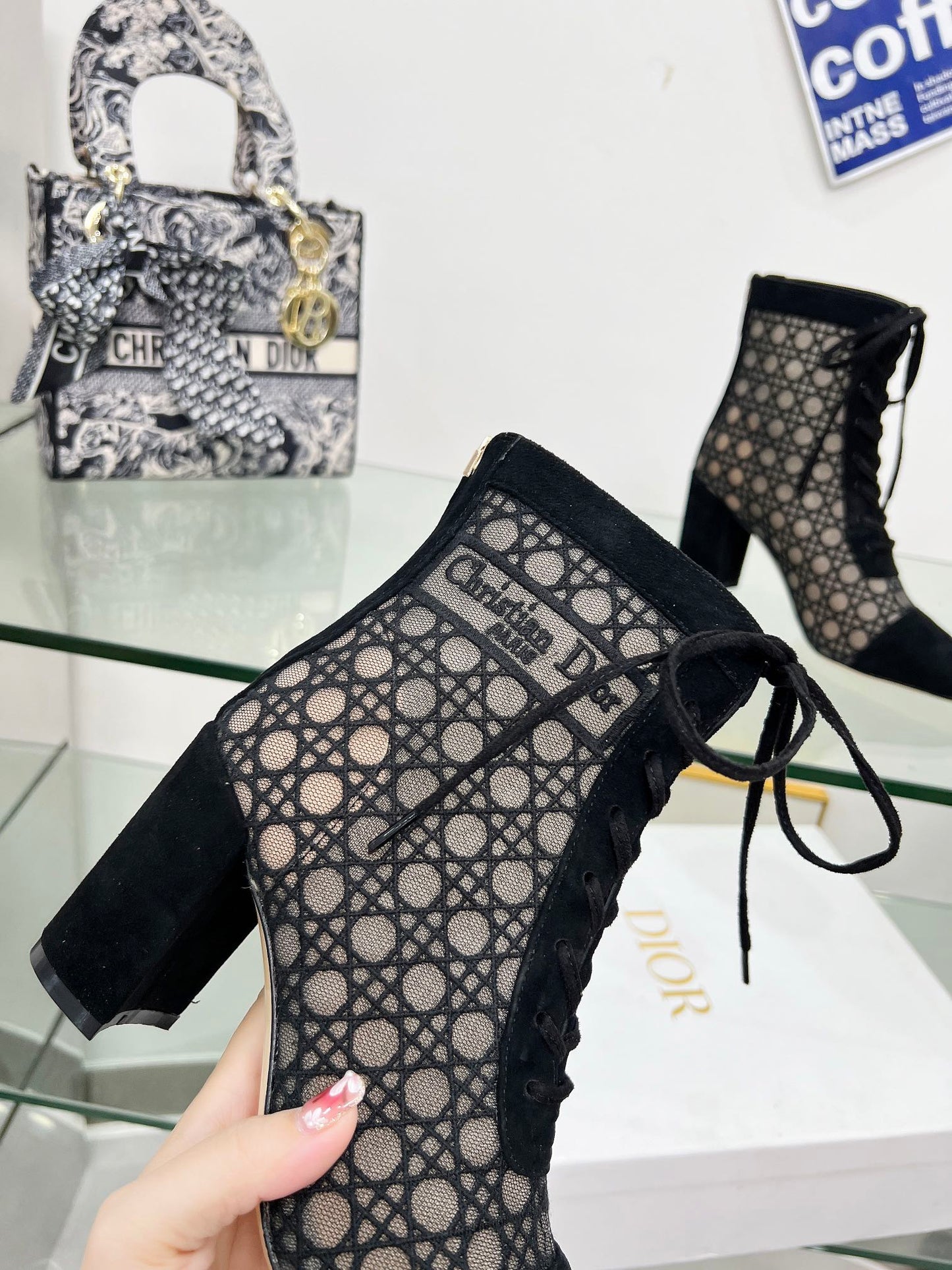 Luxury DiorNaugtily-D Heeled Ankle Boot Black Fabric