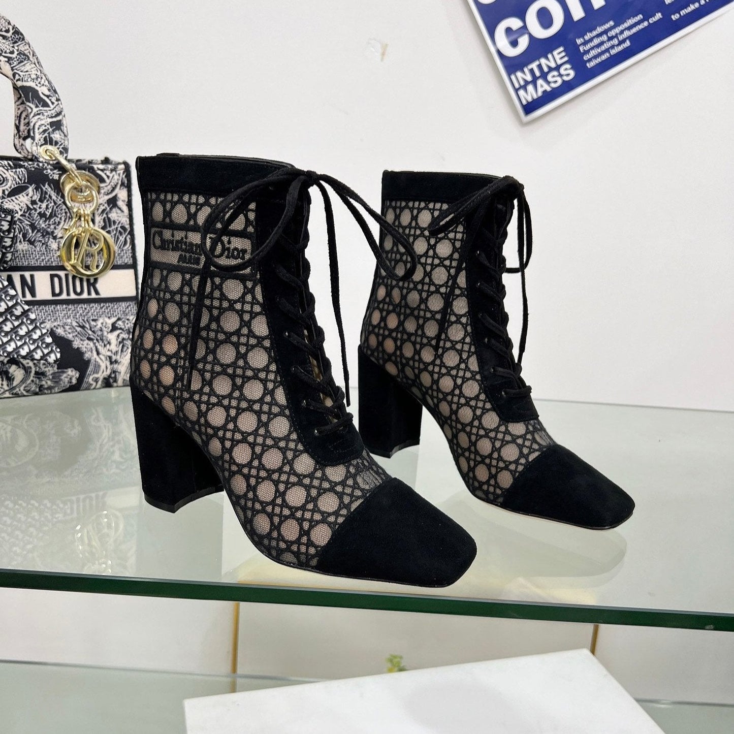 Luxury DiorNaugtily-D Heeled Ankle Boot Black Fabric