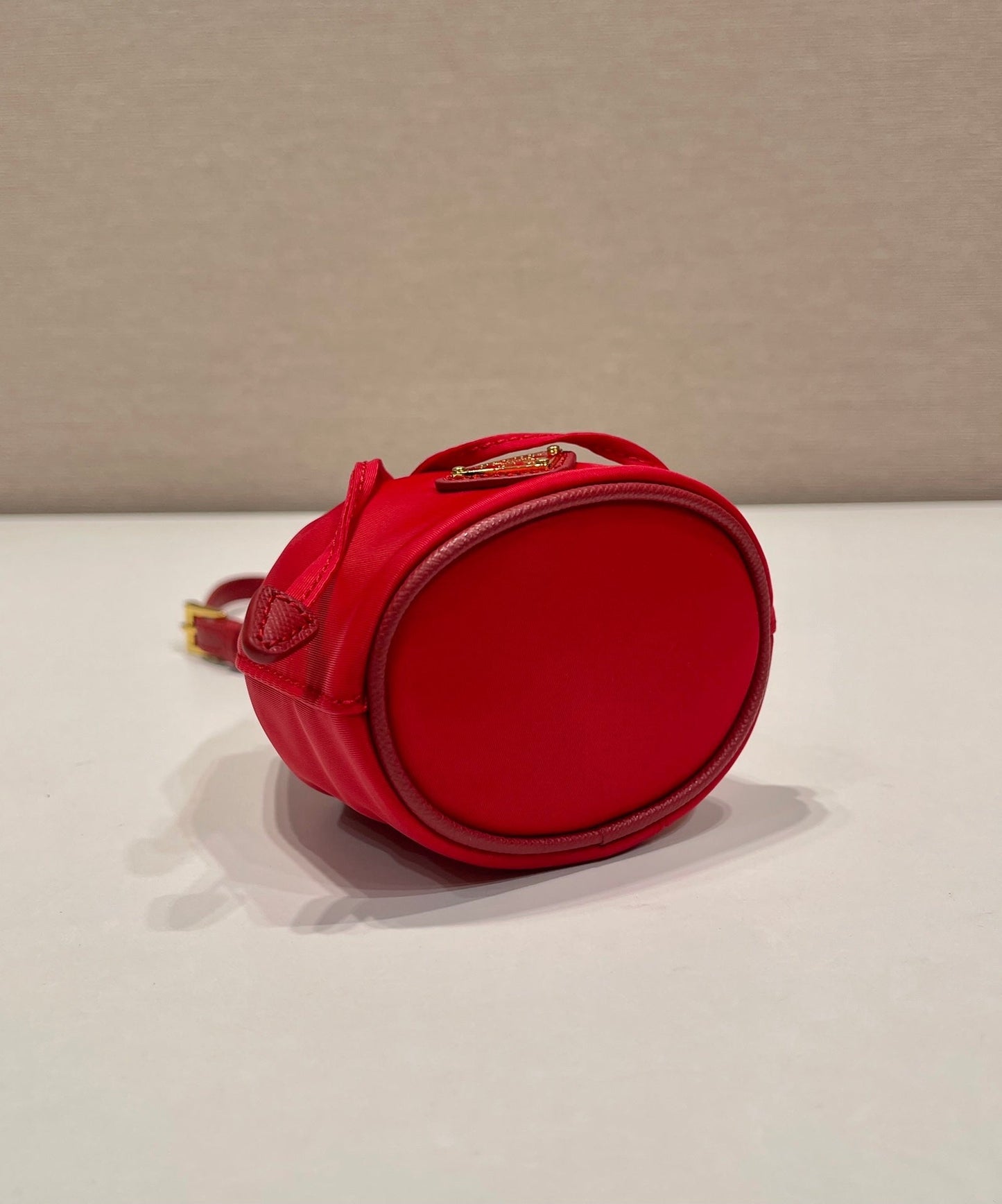 Luxury PradaMINI BUCKET BAG 10 IN RED RE-NYLON AND SAFFIANO LEATHER STRAP