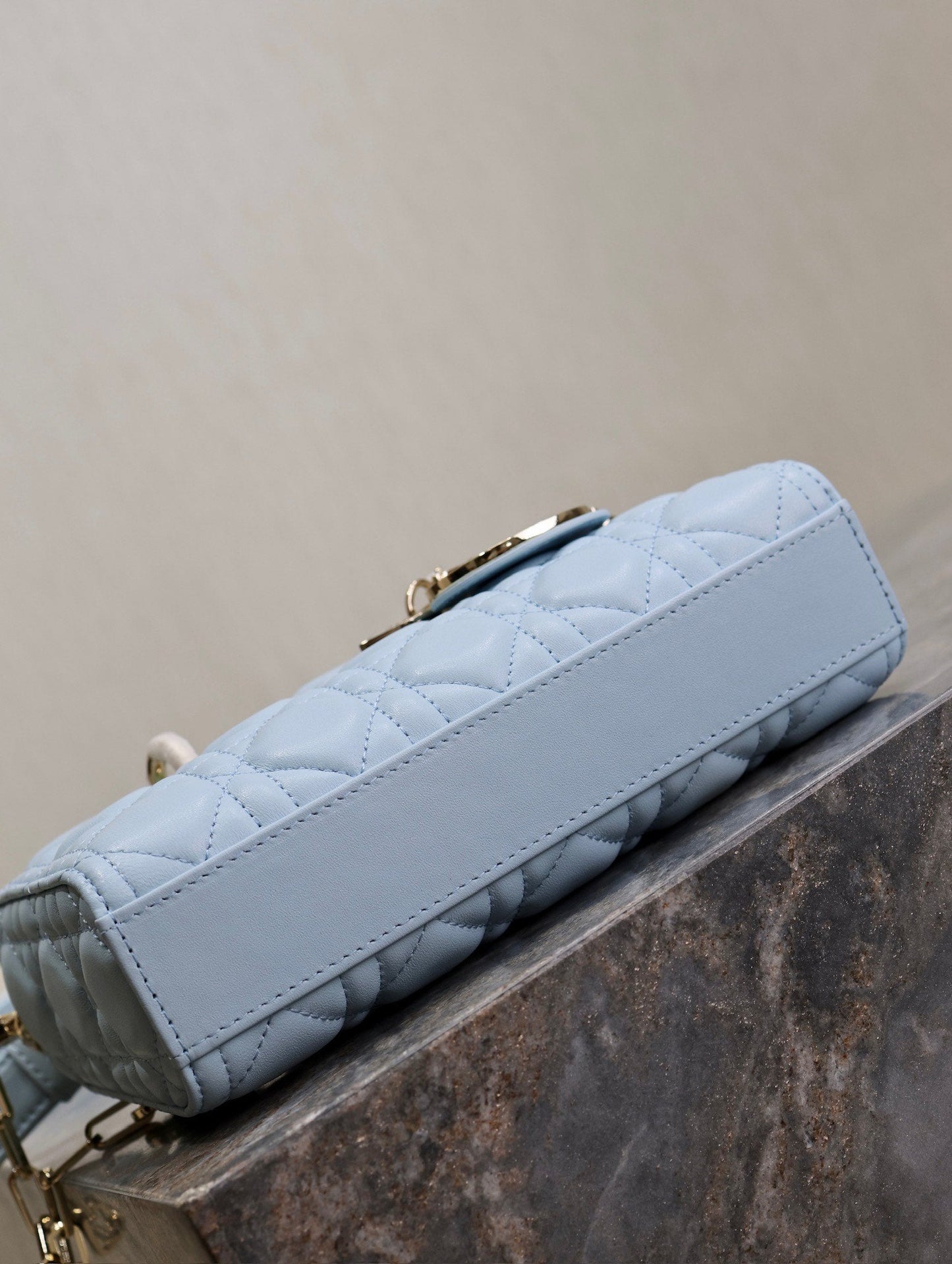 Luxury DiorLady D-Joy Bag 22 Celeste Blue Pale Green Lambskin