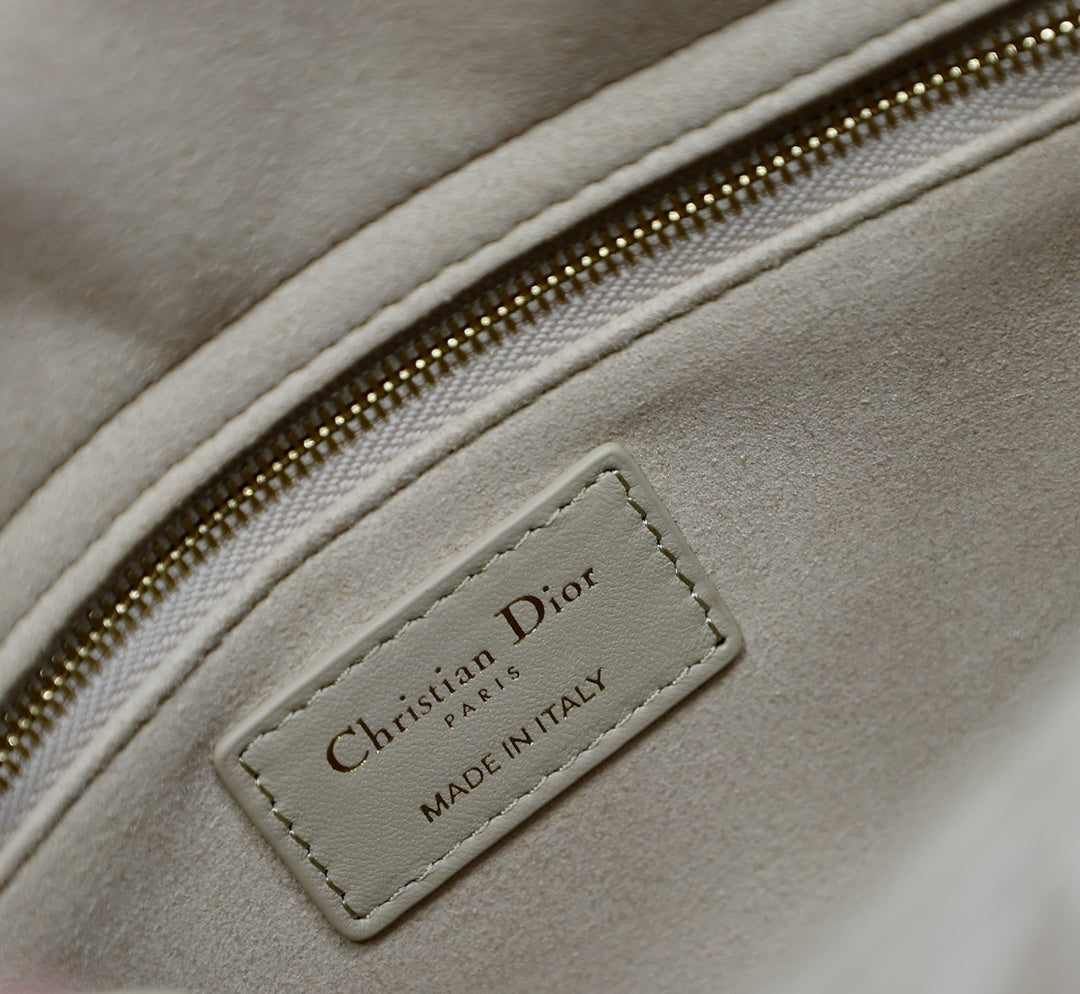 Luxury DiorLady Bag 20cm Beige White Lambskin
