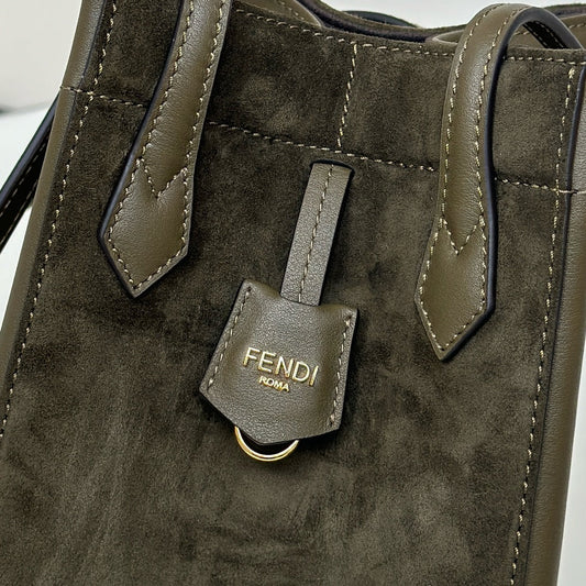 Luxury FendiORIGAMI MINI 19 IN ARMY GREEN LAMBSKIN AND SUEDE