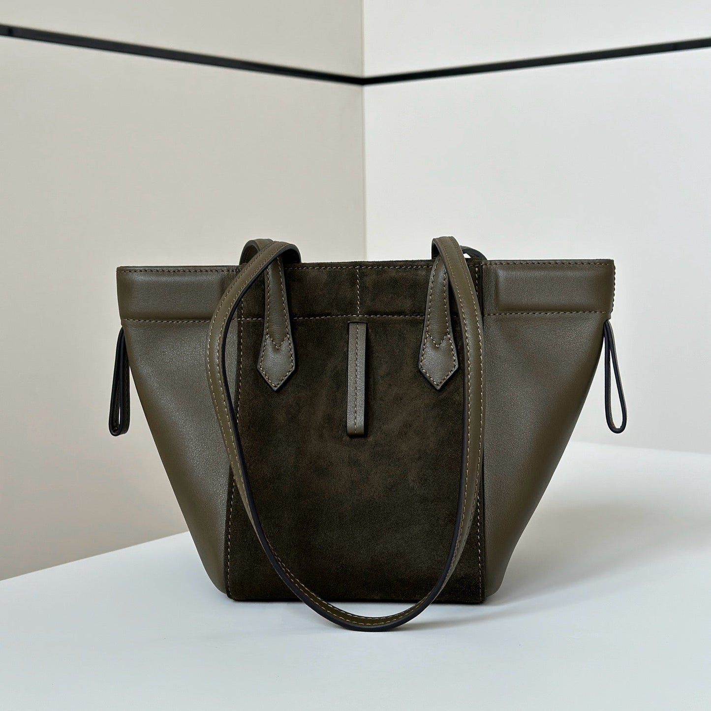 Luxury FendiORIGAMI MINI 19 IN ARMY GREEN LAMBSKIN AND SUEDE