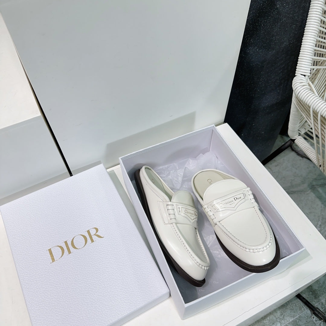 Luxury DiorBoy Mule White Cowhide