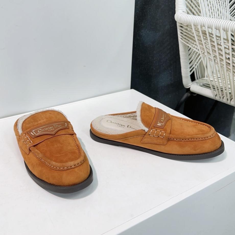 Luxury DiorBoy Mule Brown Orange Suede