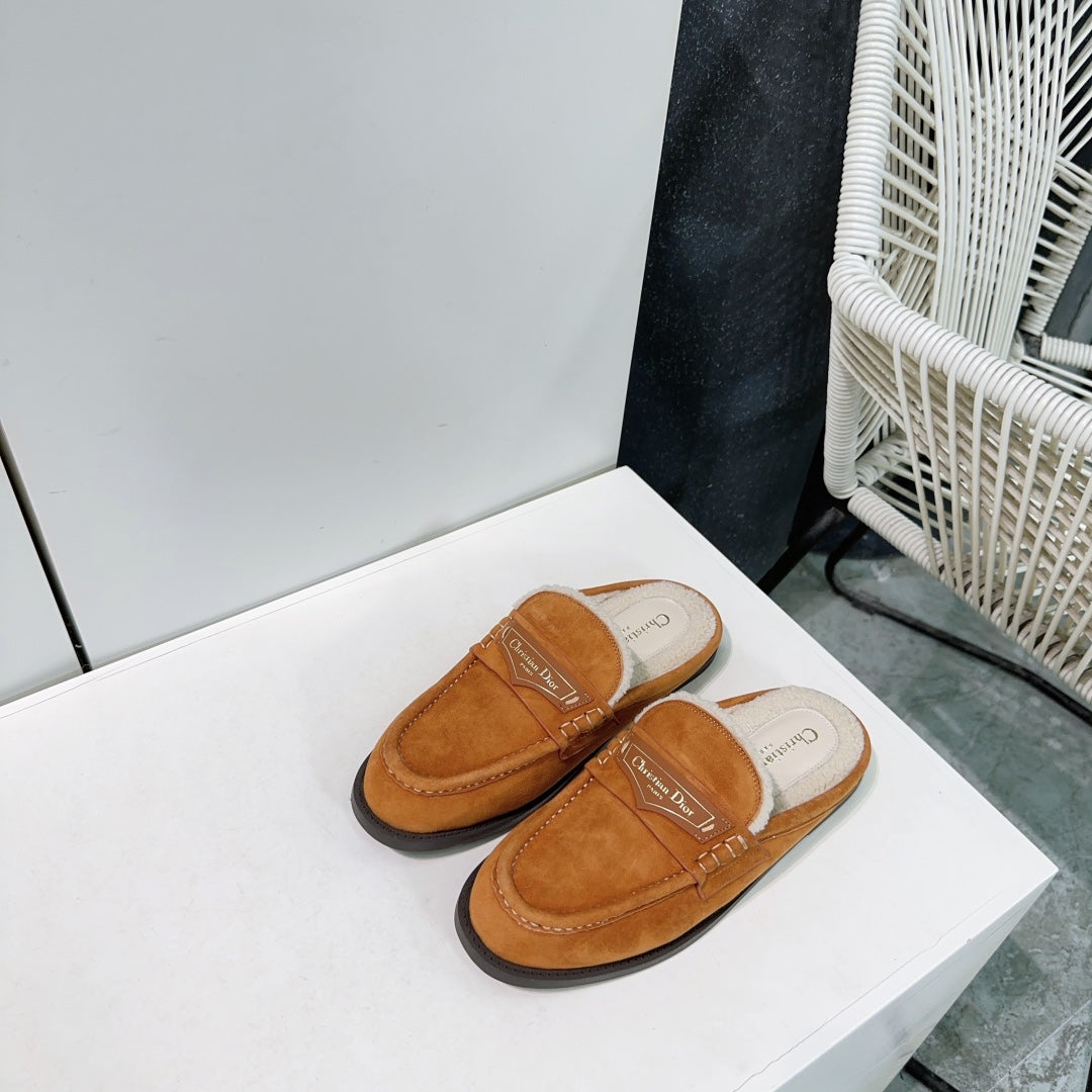 Luxury DiorBoy Mule Brown Orange Suede