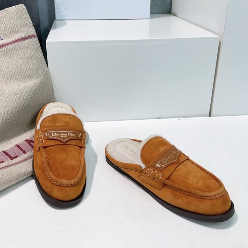 Luxury DiorBoy Mule Brown Orange Suede