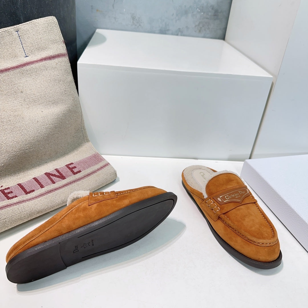 Luxury DiorBoy Mule Brown Orange Suede