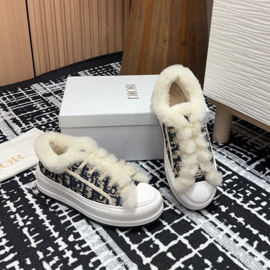 Luxury DiorWalk'n' Luxury DiorPlatform Sneaker Black Mix charcoal Blue Oblique Jacquard And Fleece Lining
