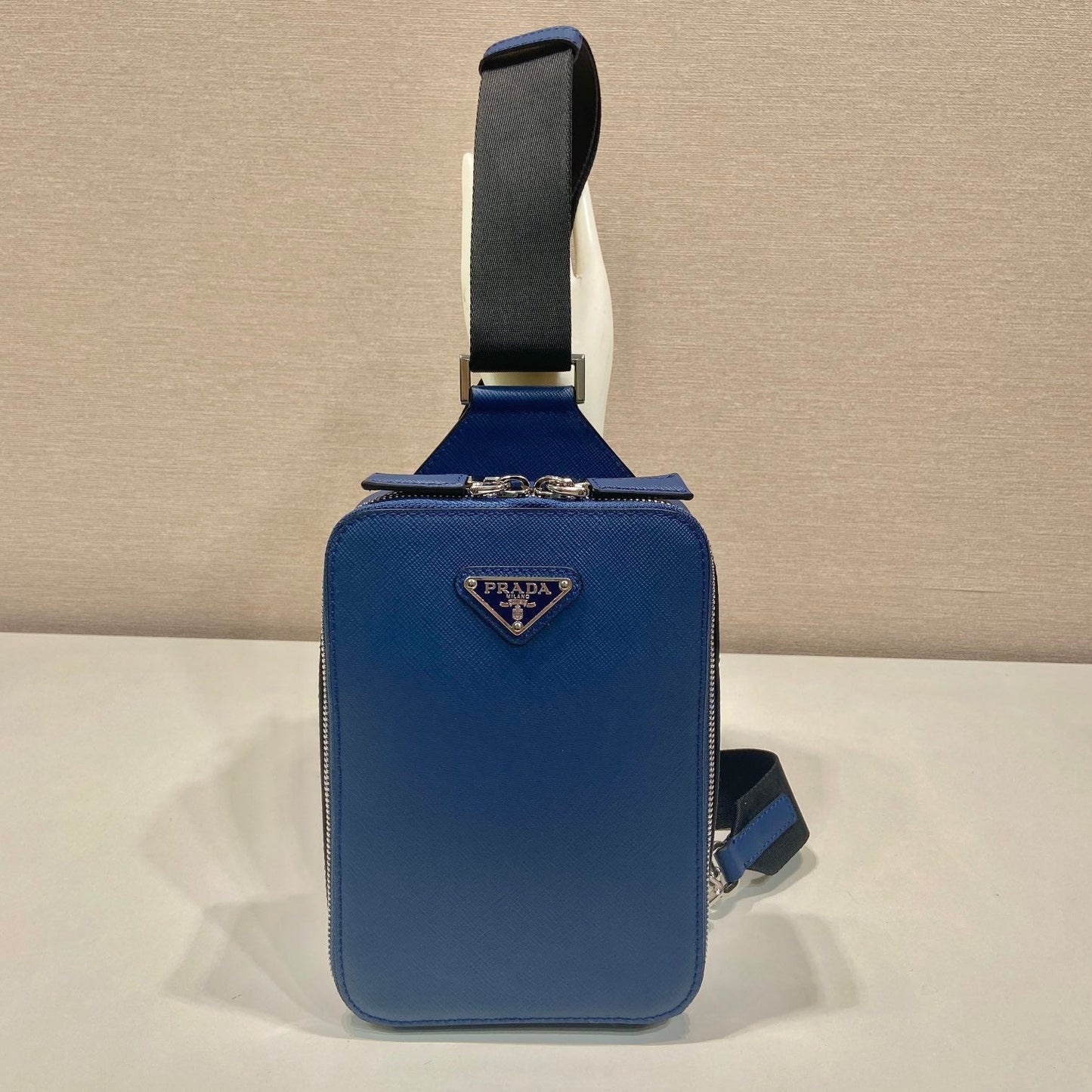 Luxury PradaCHEST BAG 20 IN CLASSIC BLUE SAFFIANO LEATHER