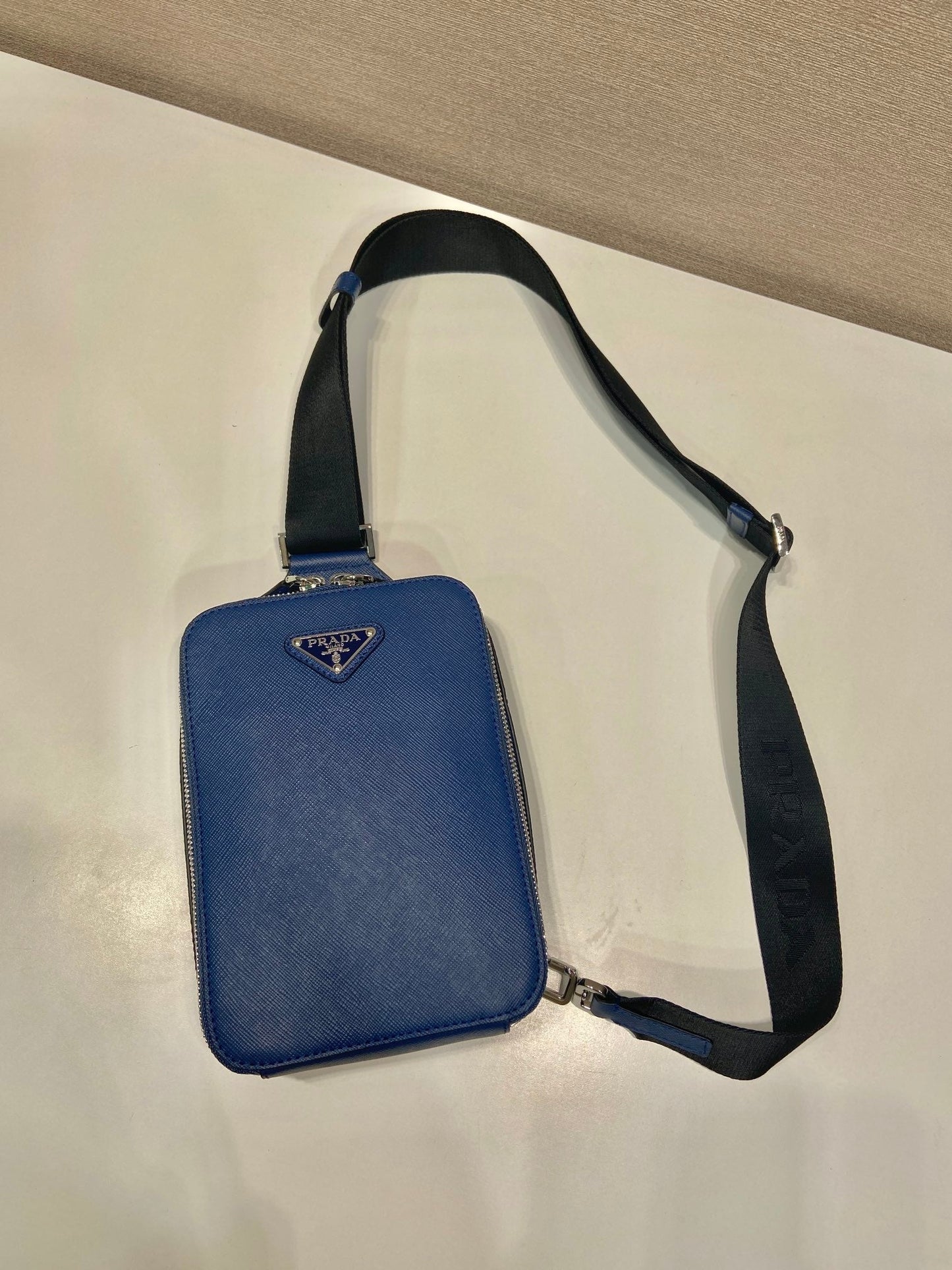 Luxury PradaCHEST BAG 20 IN CLASSIC BLUE SAFFIANO LEATHER
