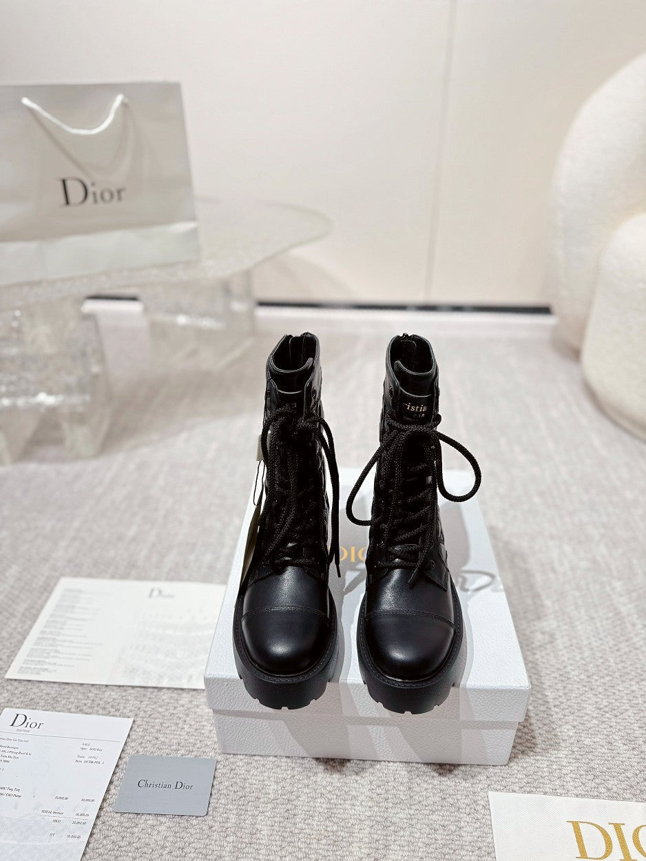 Luxury DiorD-Unit Ankle Boot 40mm In Black Plain Calfskin  988755