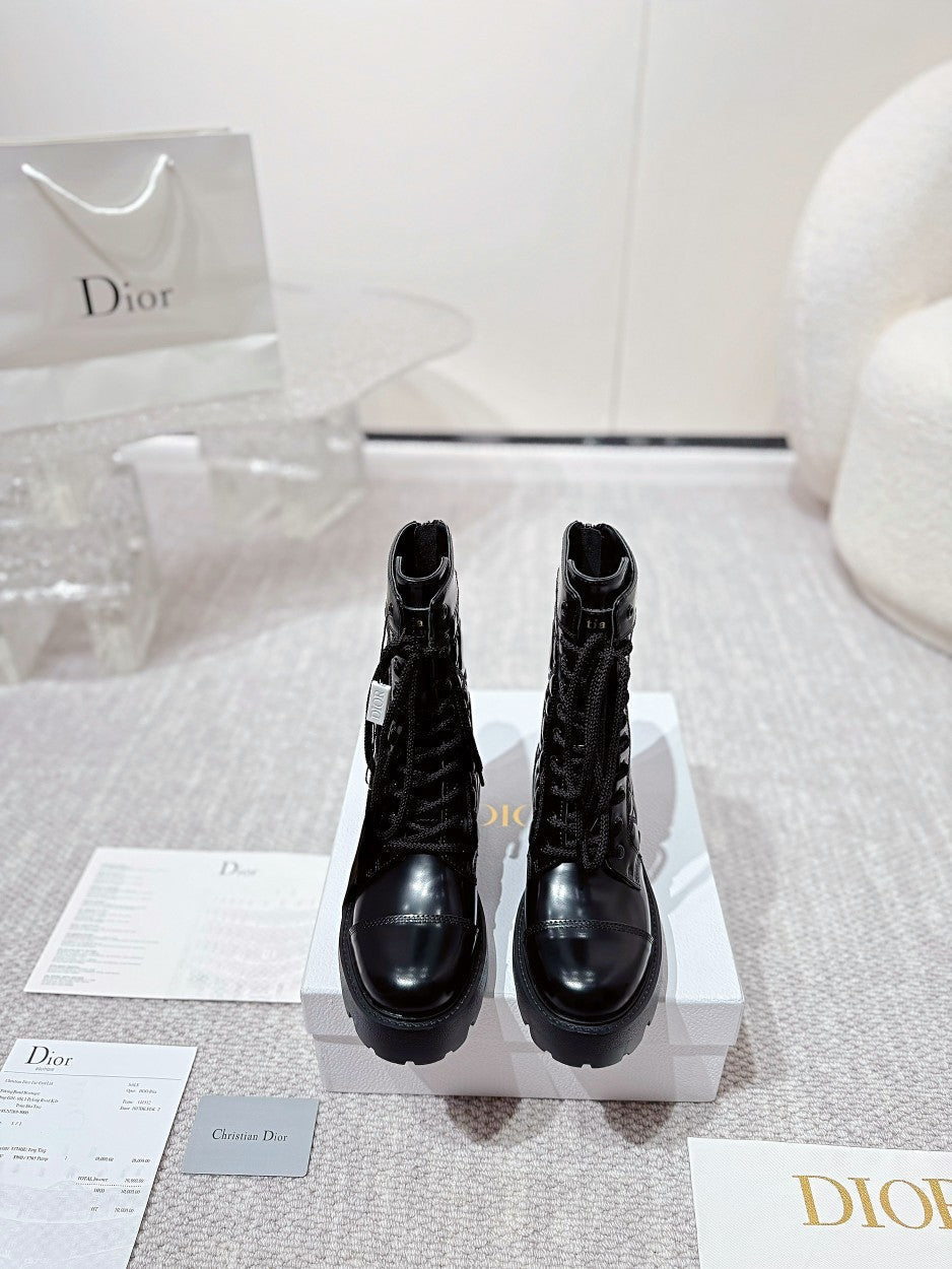 Luxury DiorD-Unit Ankle Boot 40mm In Black Glossy Calfskin 988757