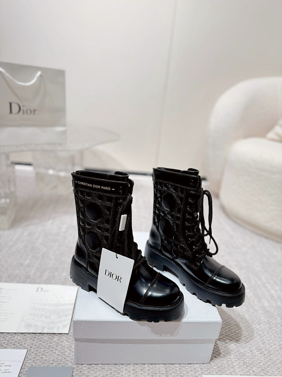 Luxury DiorD-Unit Ankle Boot 40mm In Black Glossy Calfskin 988757