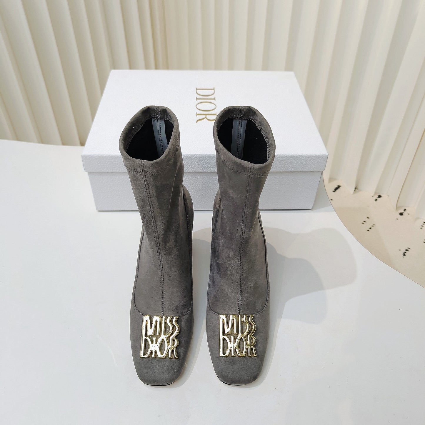 Luxury DiorMiss  Luxury DiorAnkle Boots 80mm Grey Suede 111378
