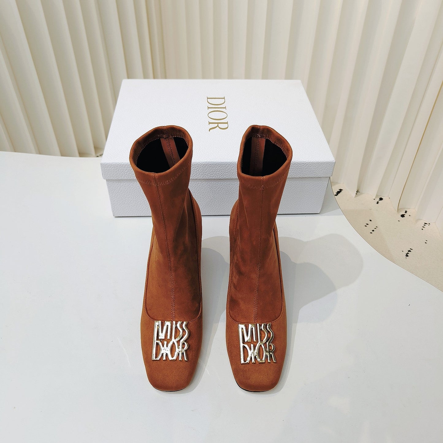 Luxury DiorMiss  Luxury DiorAnkle Boots 80mm Orange Brown Suede  111380