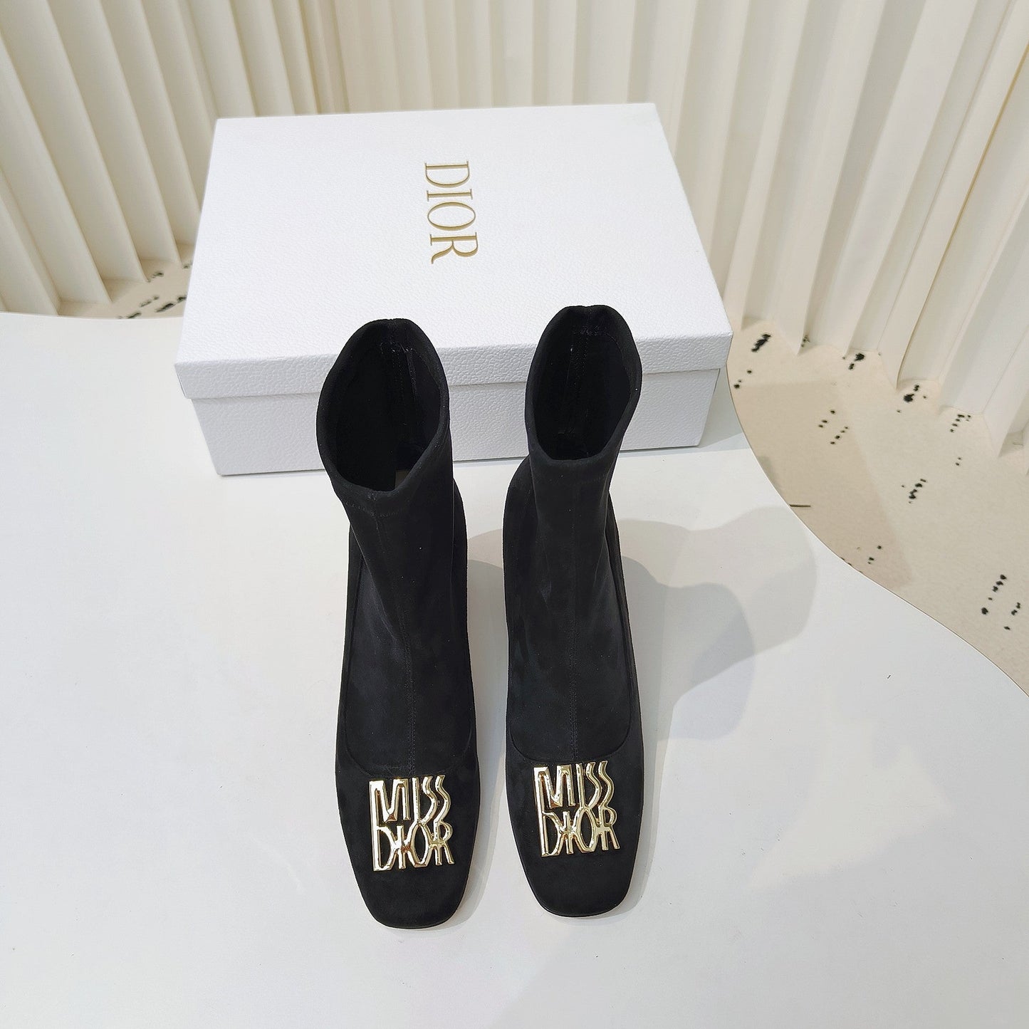 Luxury DiorMiss  Luxury DiorAnkle Boots 80mm Black Suede 111382