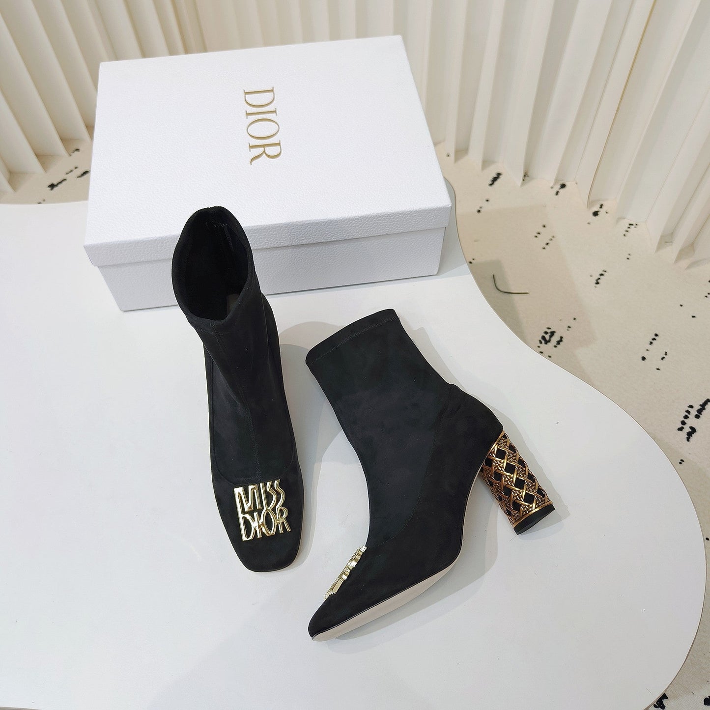 Luxury DiorMiss  Luxury DiorAnkle Boots 80mm Black Suede 111382