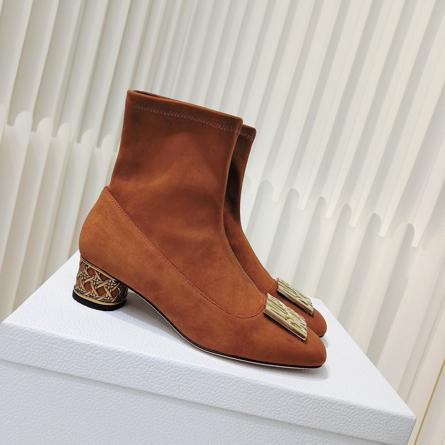Luxury DiorMiss  Luxury DiorAnkle Boots 40mm Orange Brown Suede 111387