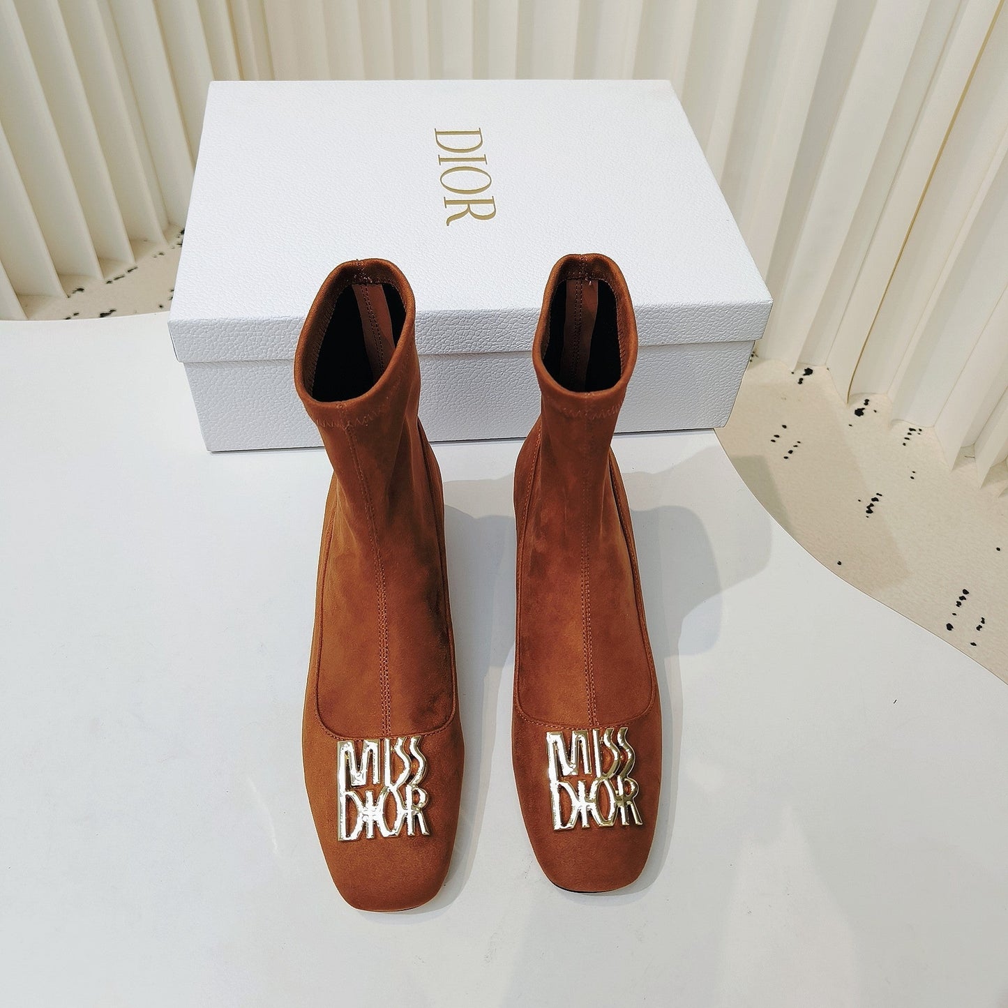 Luxury DiorMiss  Luxury DiorAnkle Boots 40mm Orange Brown Suede 111387