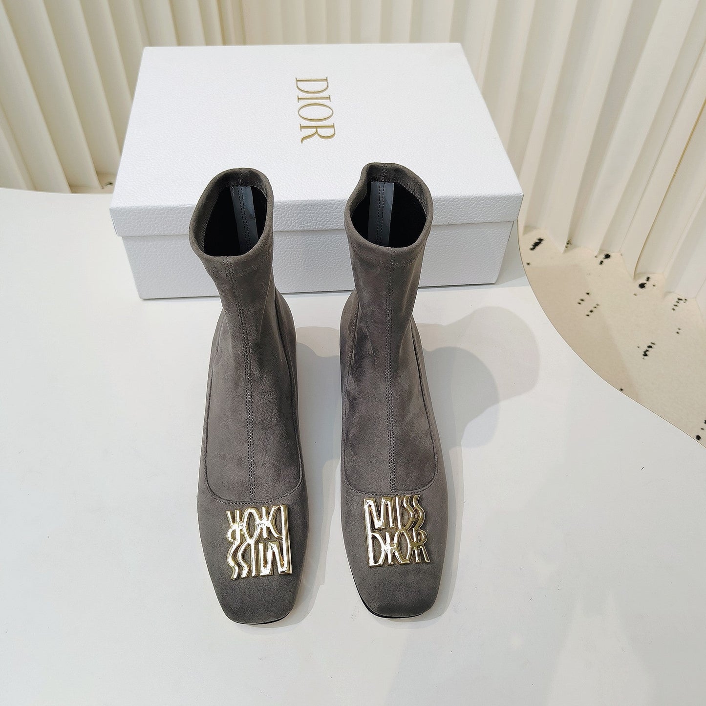 Luxury DiorMiss  Luxury DiorAnkle Boots 40mm Grey Suede 111391