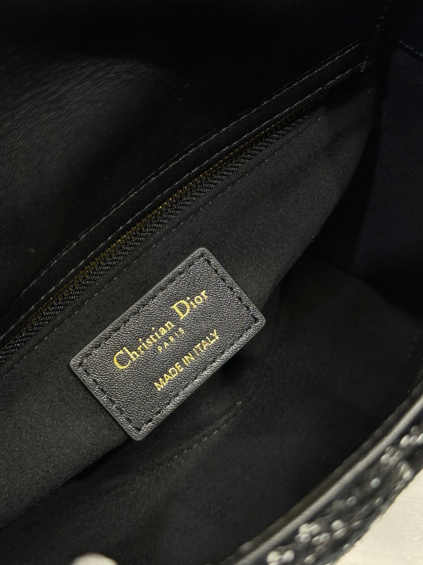 Luxury DiorLady Bag 20cm Black Lambskin Black White Canvas