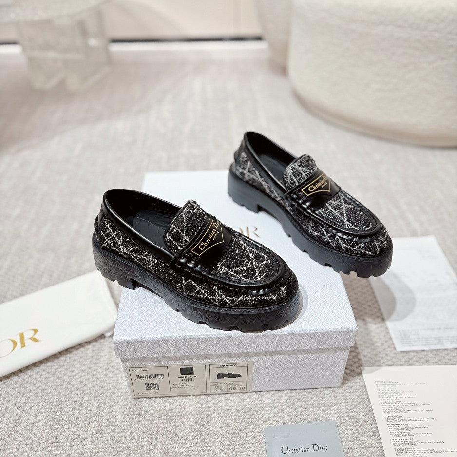 Luxury DiorBoy Platform Loafer In Black Tweed Fabric  988792