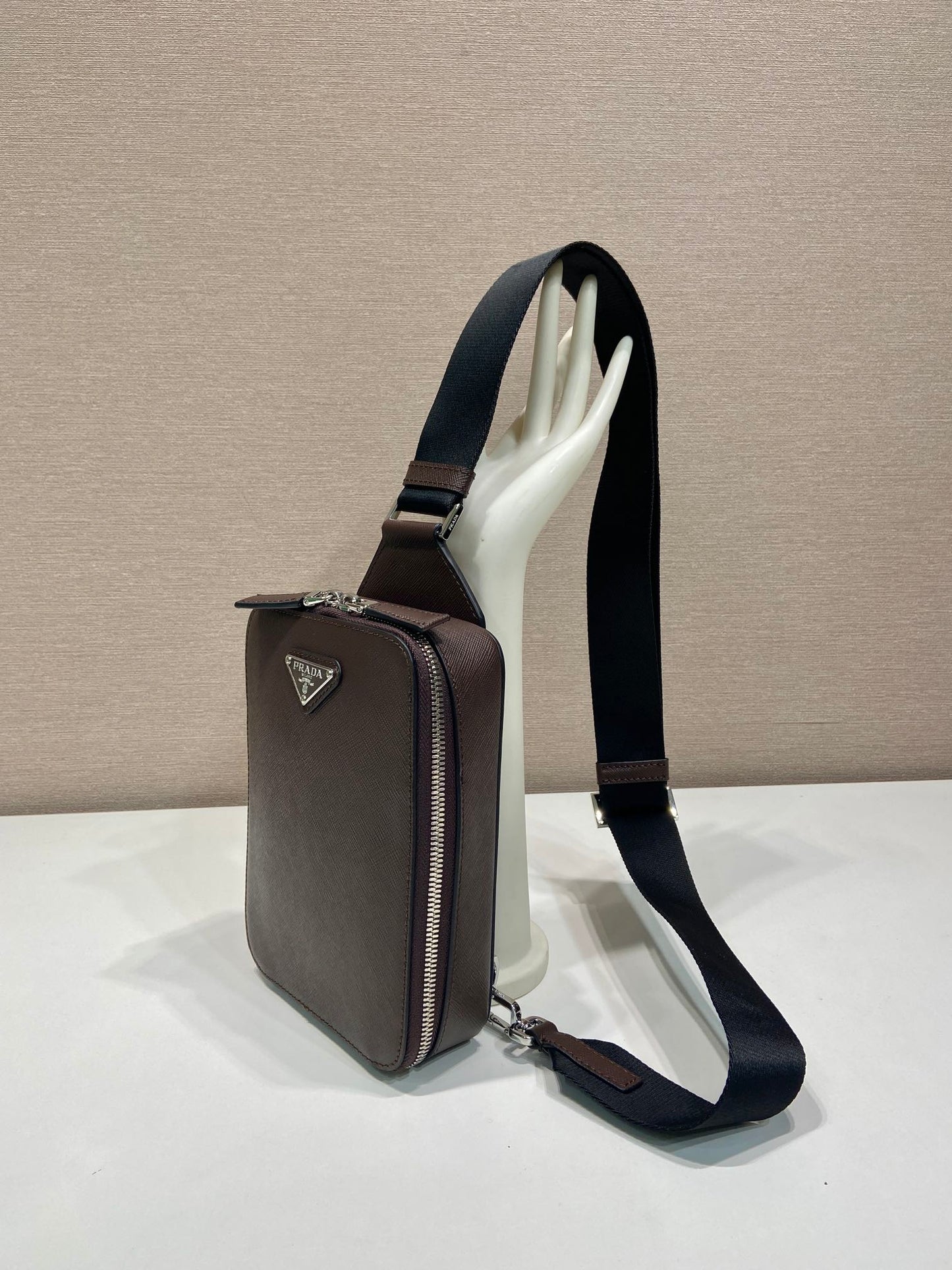 Luxury PradaCHEST BAG 20 IN CHOCOLATE SAFFIANO LEATHER