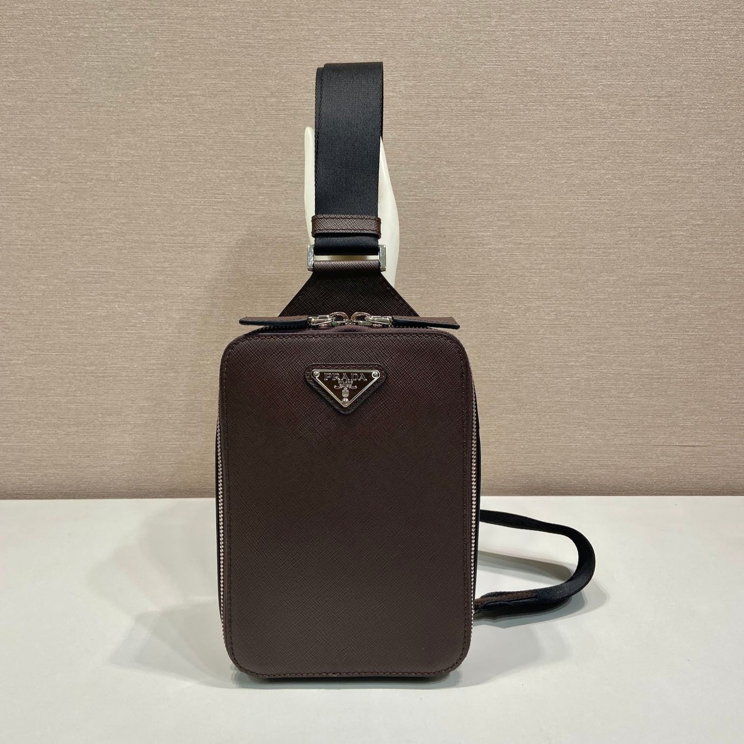 Luxury PradaCHEST BAG 20 IN CHOCOLATE SAFFIANO LEATHER
