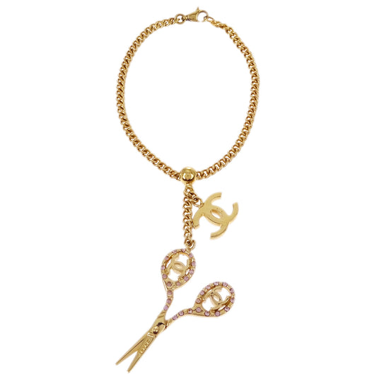 Luxury Chanel Scissors Bracelet Rhinestone Gold 02P
