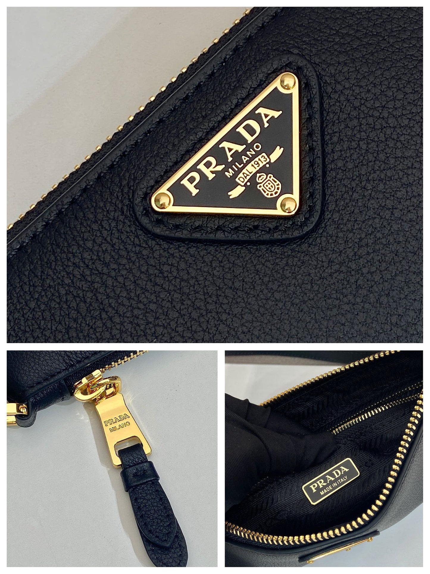 Luxury PradaTRIANGLE LOGO SHOULDER BAG 24 IN BLACK SMOOTH CALFSKIN