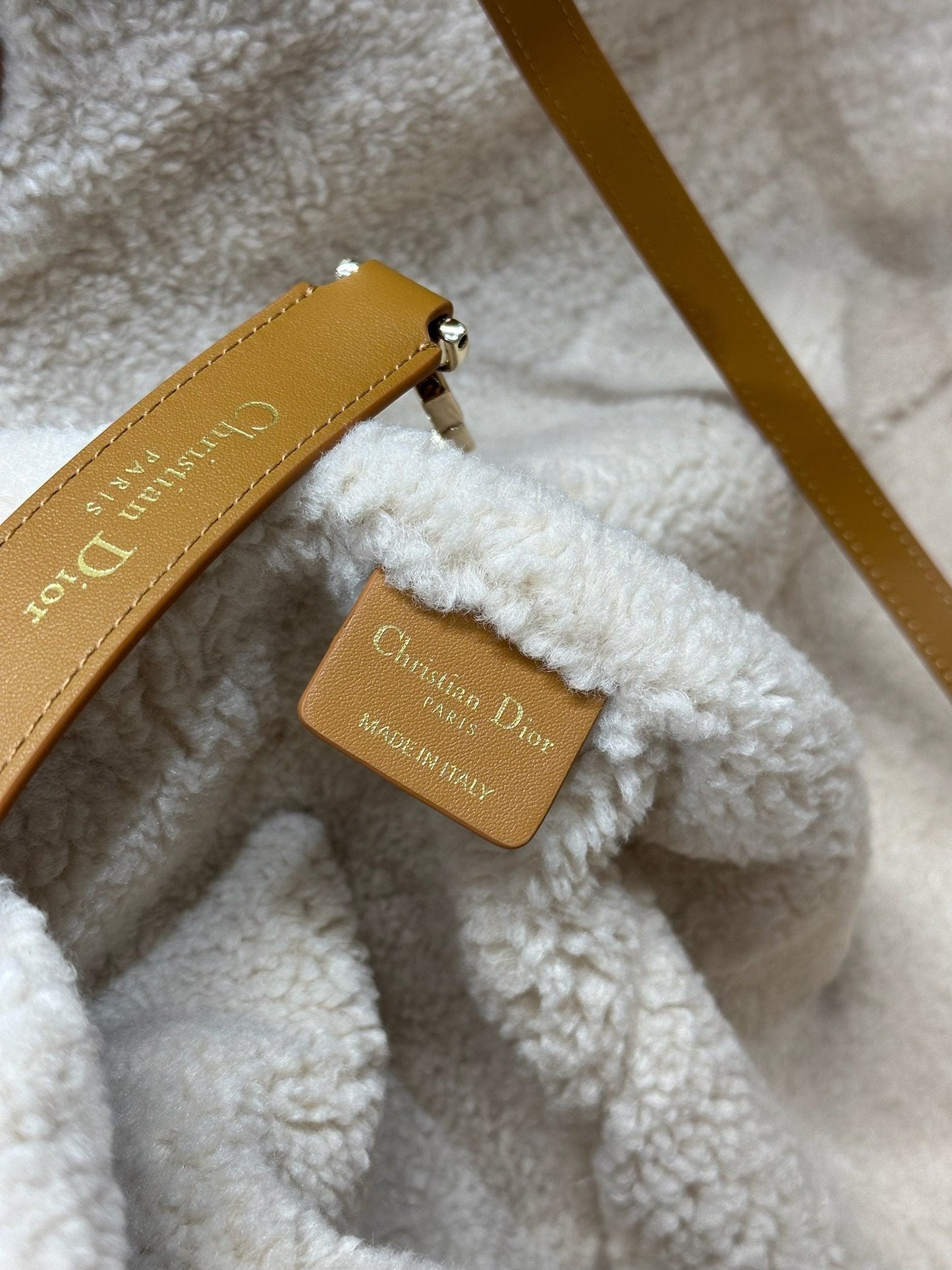Luxury DiorToujours 37 Camel Brown Cowhide And Fur Gold Hardware