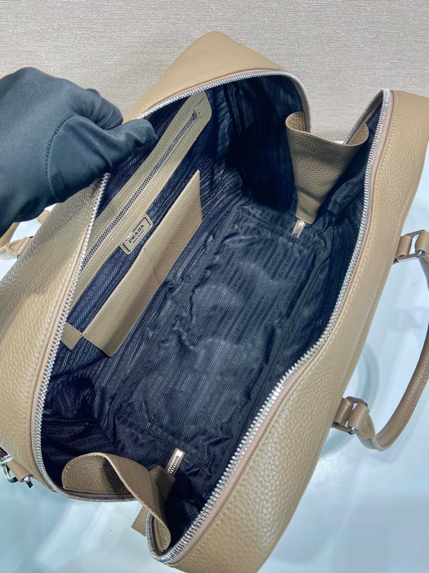 Luxury PradaBRIEFCASE 40 IN DRIED MOSS GRAINED CALFSKIN
