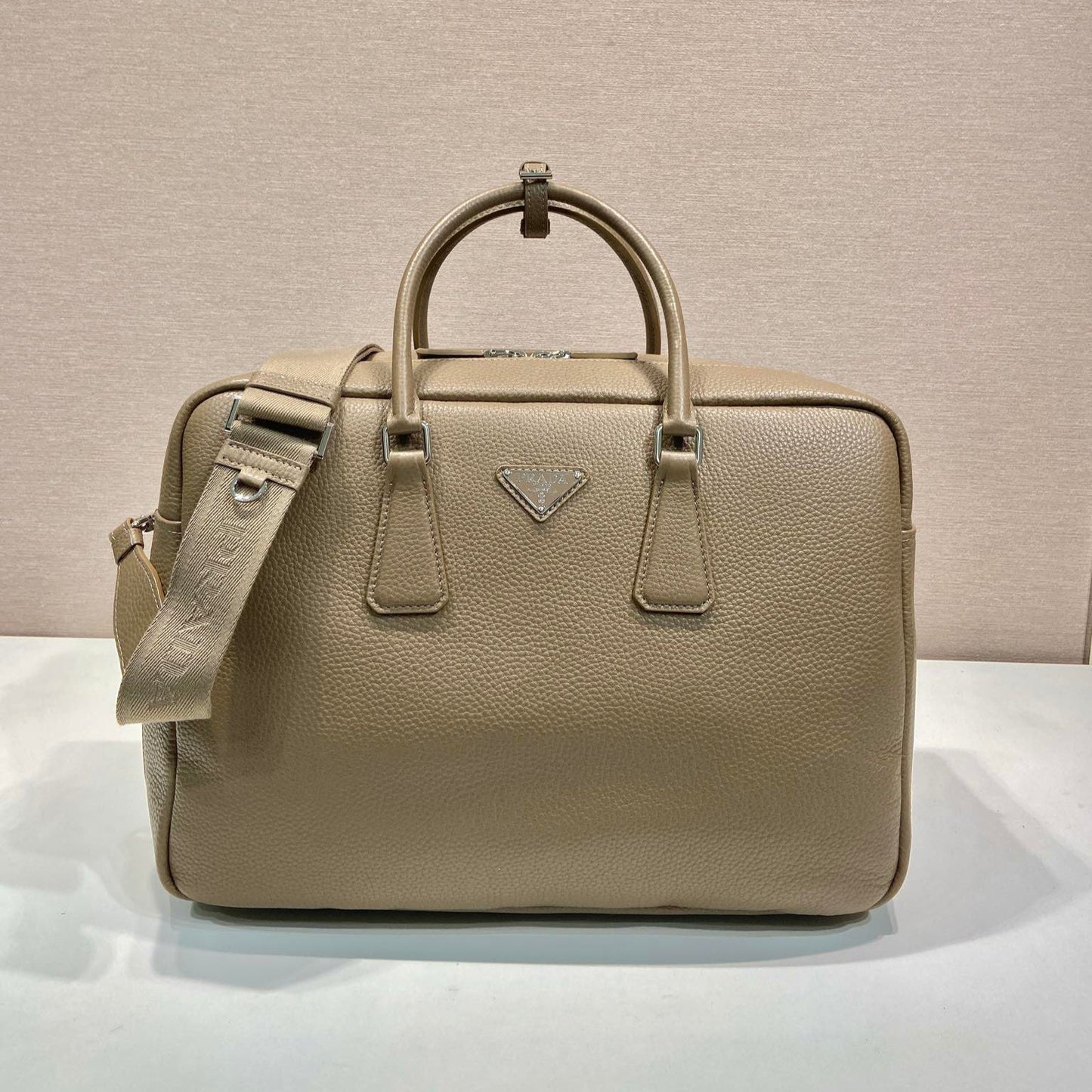 Luxury PradaBRIEFCASE 40 IN DRIED MOSS GRAINED CALFSKIN